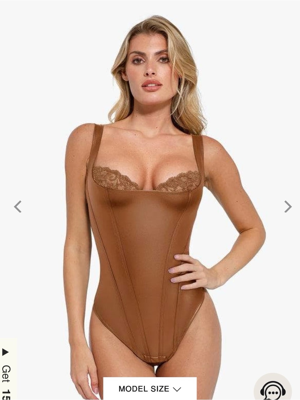 NWOT Popilush Shapewear Faux Leather Lace Balconette Sculpting Bodysuit